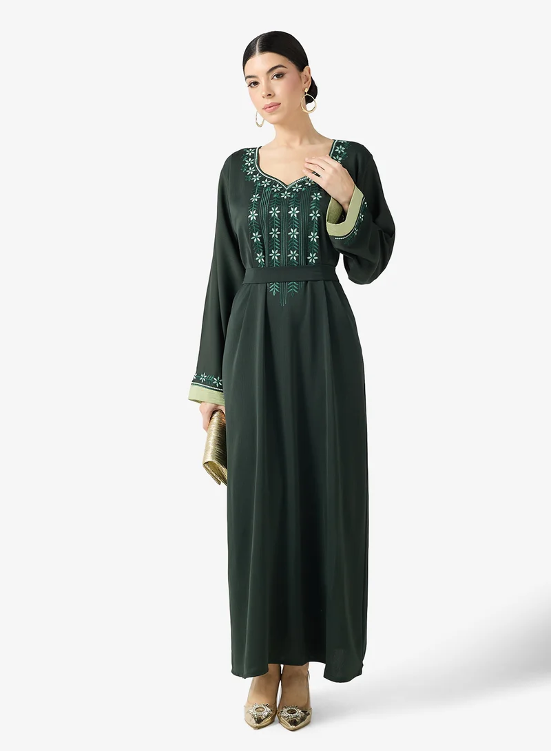 hayas closet  Embroidered Belted Jalabiya for Women | Best Price UAE